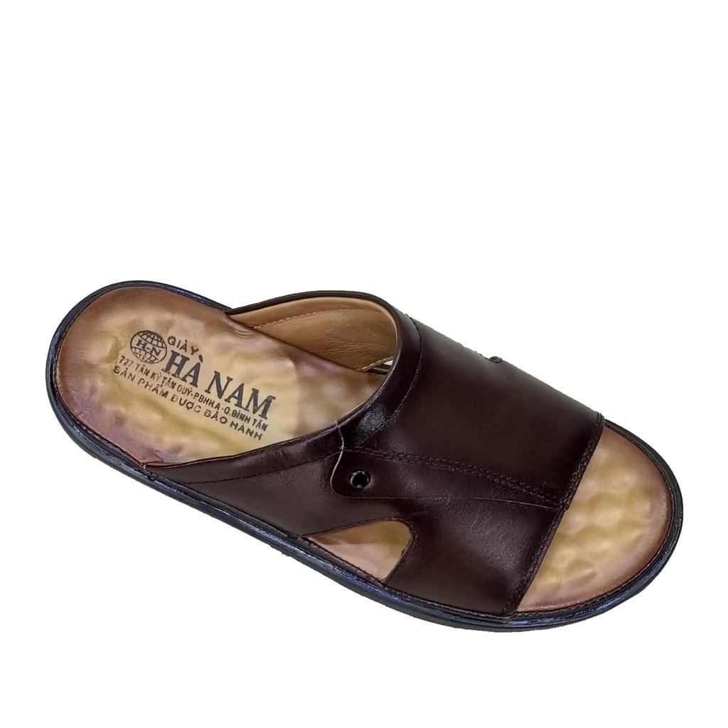 Dép nam quai ngang da bò thật HÀ NAM cao cấp DNA2202
