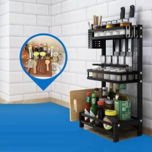 Kệ Đựng Gia Vị INOX Sơn Tĩnh Điện Chống Rỉ Cao Cấp 2, 3 Tầng Bản Đầy Đủ h15