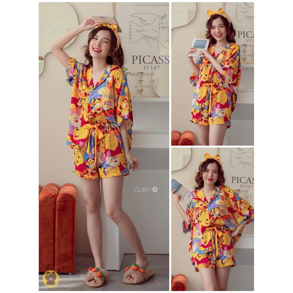 HÓT HÍTSatin Gấu Pooh Vàng Đùi Tay Cánh Dơi