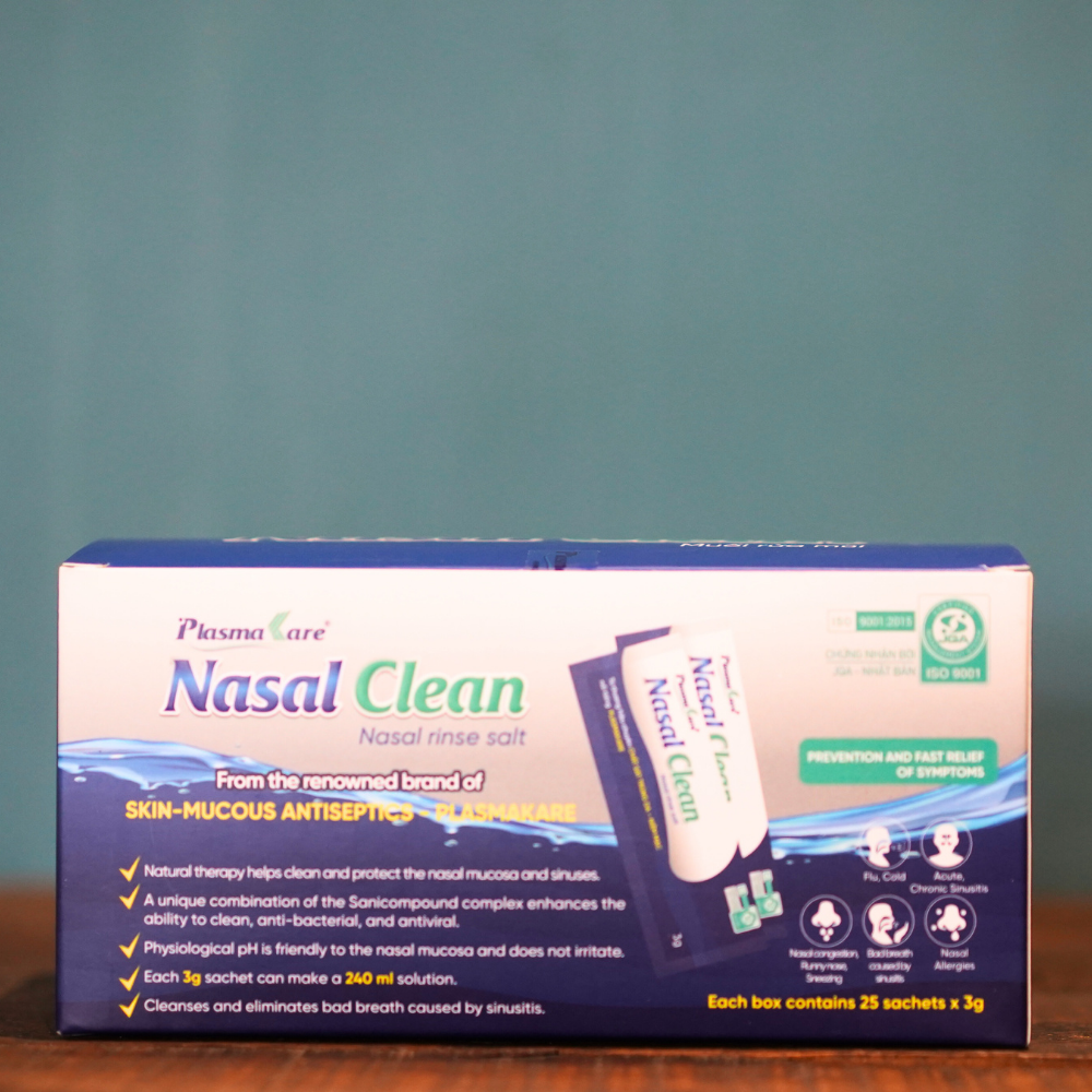 Muối rửa mũi làm sạch sâu mũi họng Plasmakare Nasal Clean, vệ sinh mũi, bảo vệ niêm mạc mũi