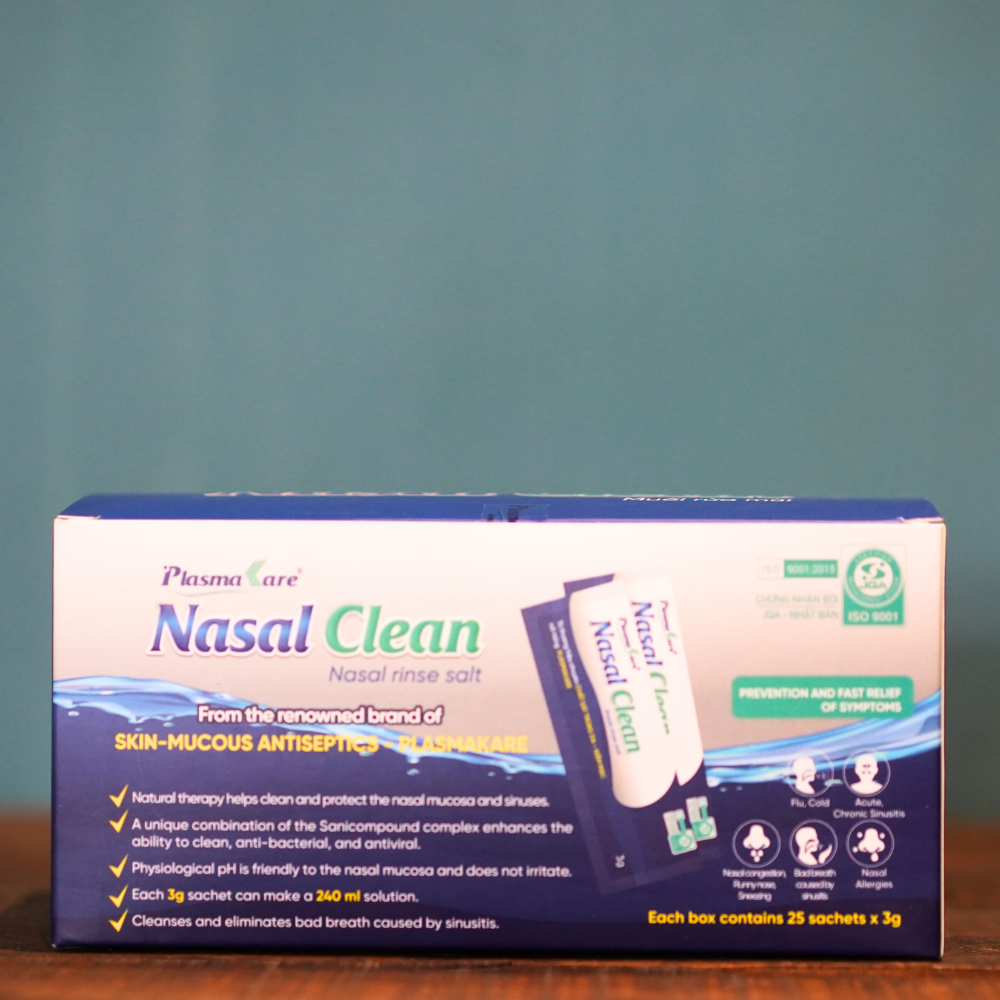 Muối rửa mũi làm sạch sâu mũi họng Plasmakare Nasal Clean, vệ sinh mũi, bảo vệ niêm mạc mũi 