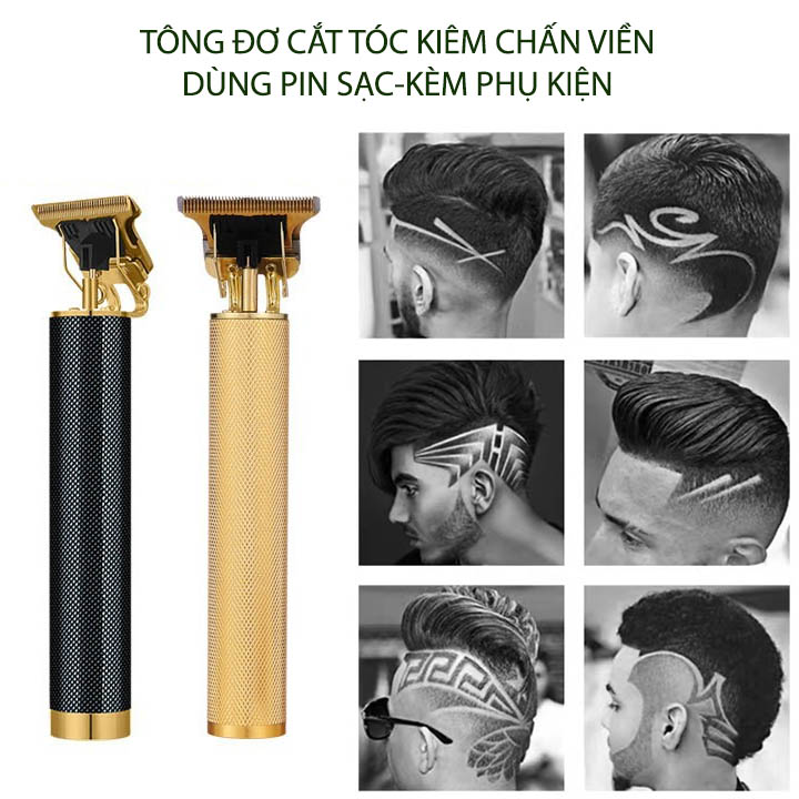 Tông đơ chấn viền, tạo kiểu tóc tại nhà, dùng pin sạc, kèm phụ kiện