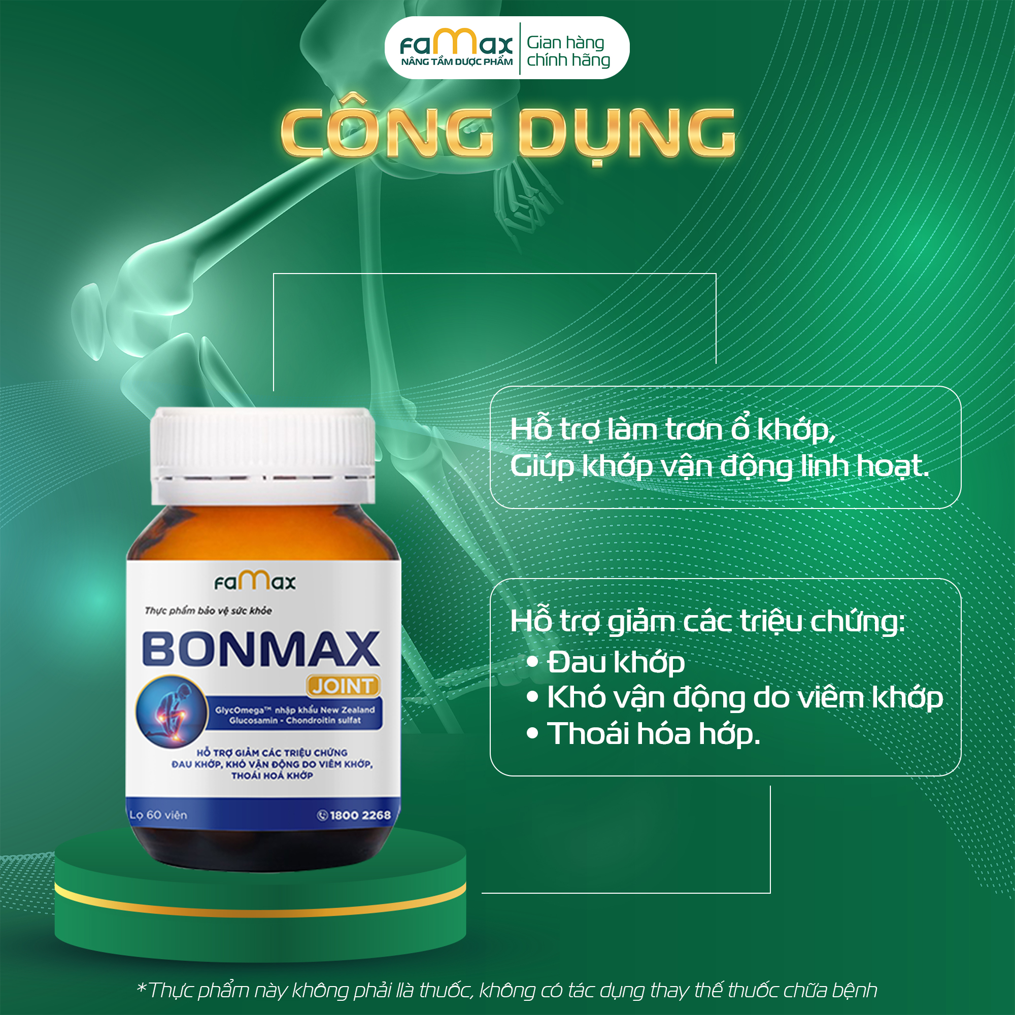 [FAMAX] Combo 2 hộp 60 viên uống hỗ trợ xương khớp Bonmax Joint - Giúp giảm đau, viêm khớp