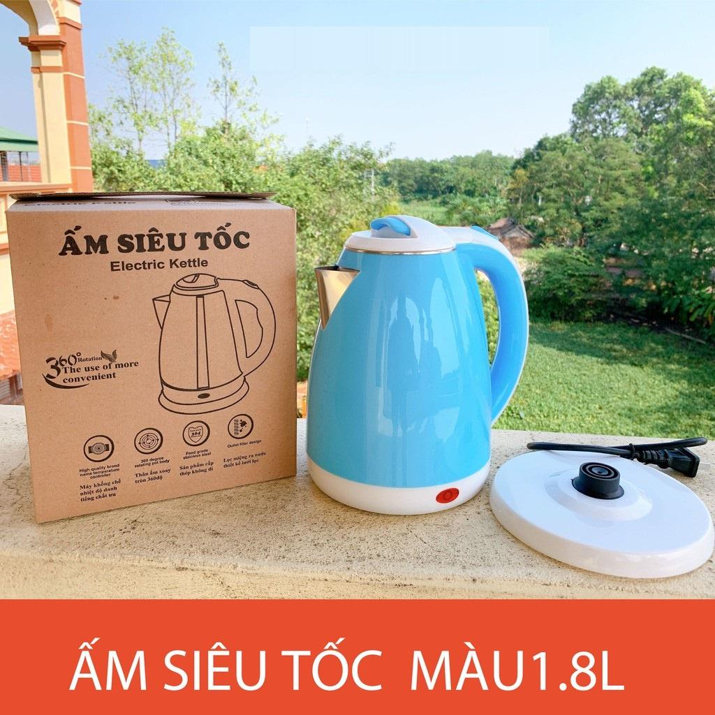 Ấm Đun Nước Siêu Tốc 1.8L Electric Kettle, Ấm Siêu Tốc Inox 2 Lớp