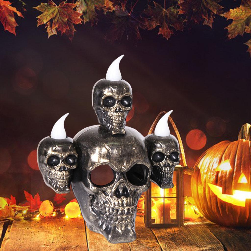 Creepy Halloween Skull Statue Incense Burner Party Decoration Props Golden