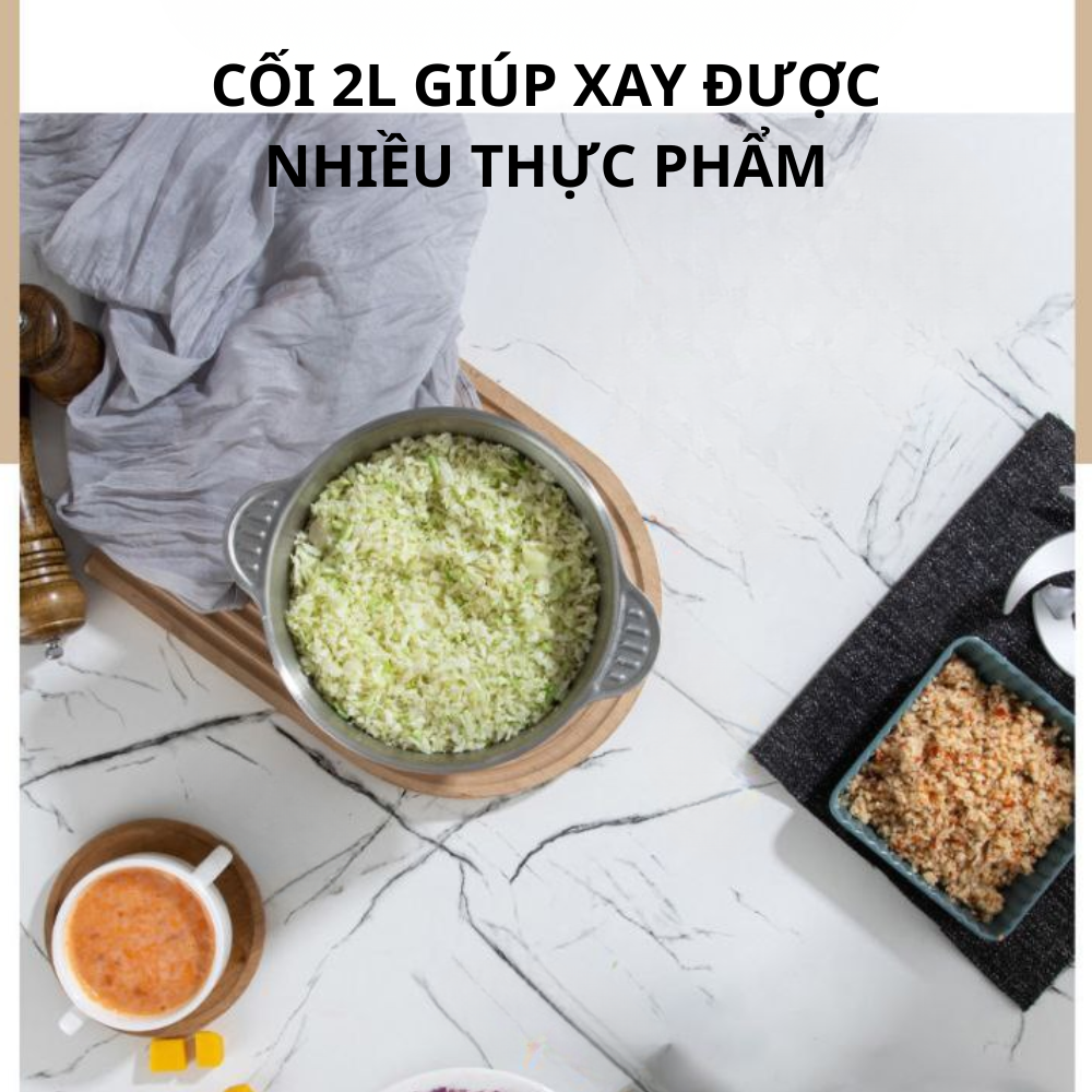 Máy xay thịt đa năng cối INOX304 Lumabella B-5002 công suất cao 500W, dung tích 2L, 4 lưỡi đa năng xay nhuyễn thịt cá nhanh chóng - DELIYA - HÀNG CHÍNH HÃNG