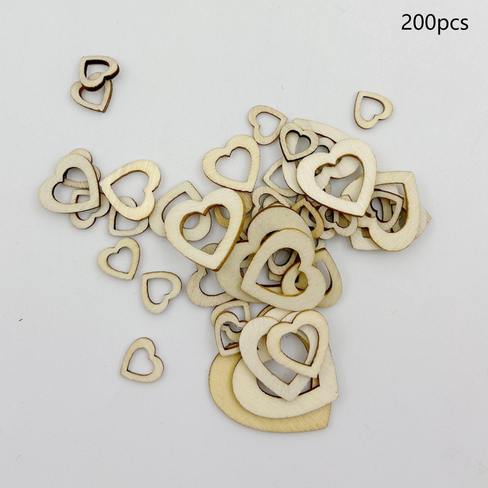 200x Wooden Love Hearts Crafts, Wood Slices for Wedding Hanging Tags Card Making