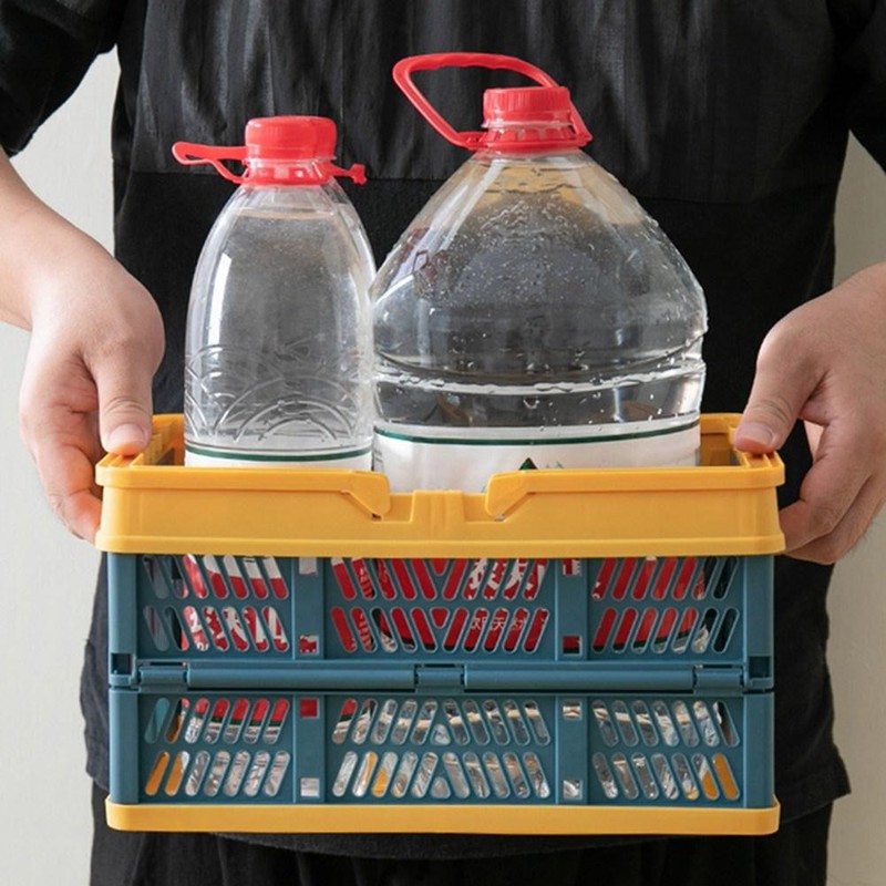 Giỏ nhựa đựng đồ mua sắm gấp gọn chắc chắn và cứng cáp , tăng độ bền khi sử dụng, hạn chế bể vỡ HT608 - Giao Ngẫu Nhiên