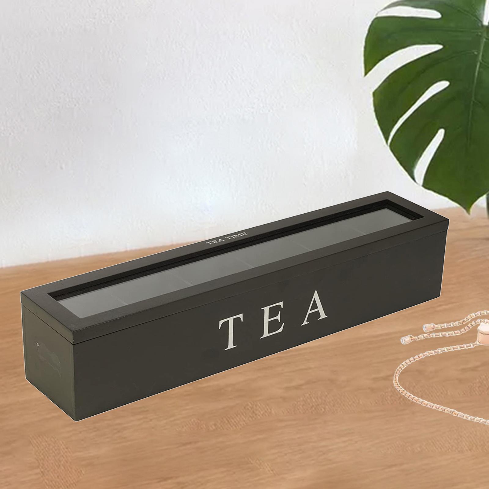 3X Tea Box with Lid Coffee Bag Storage Holder &amp; 6 Compartment Kitchen Organizer