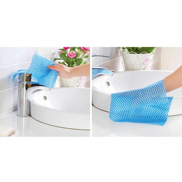 Cuộn 50 khăn lau đa năng bếp, bát đĩa, cốc chén thấm nước chống dính dầu mỡ hai mặt loại to 20x30cm