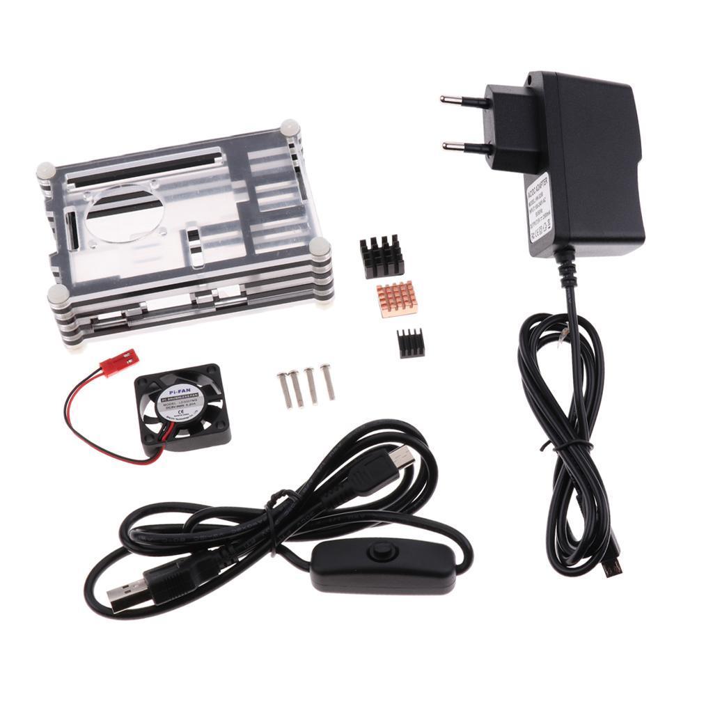 Clear Acrylic Case + Cooling Fan and Heatsinks for Raspberry Pi2 Pi3 Model B