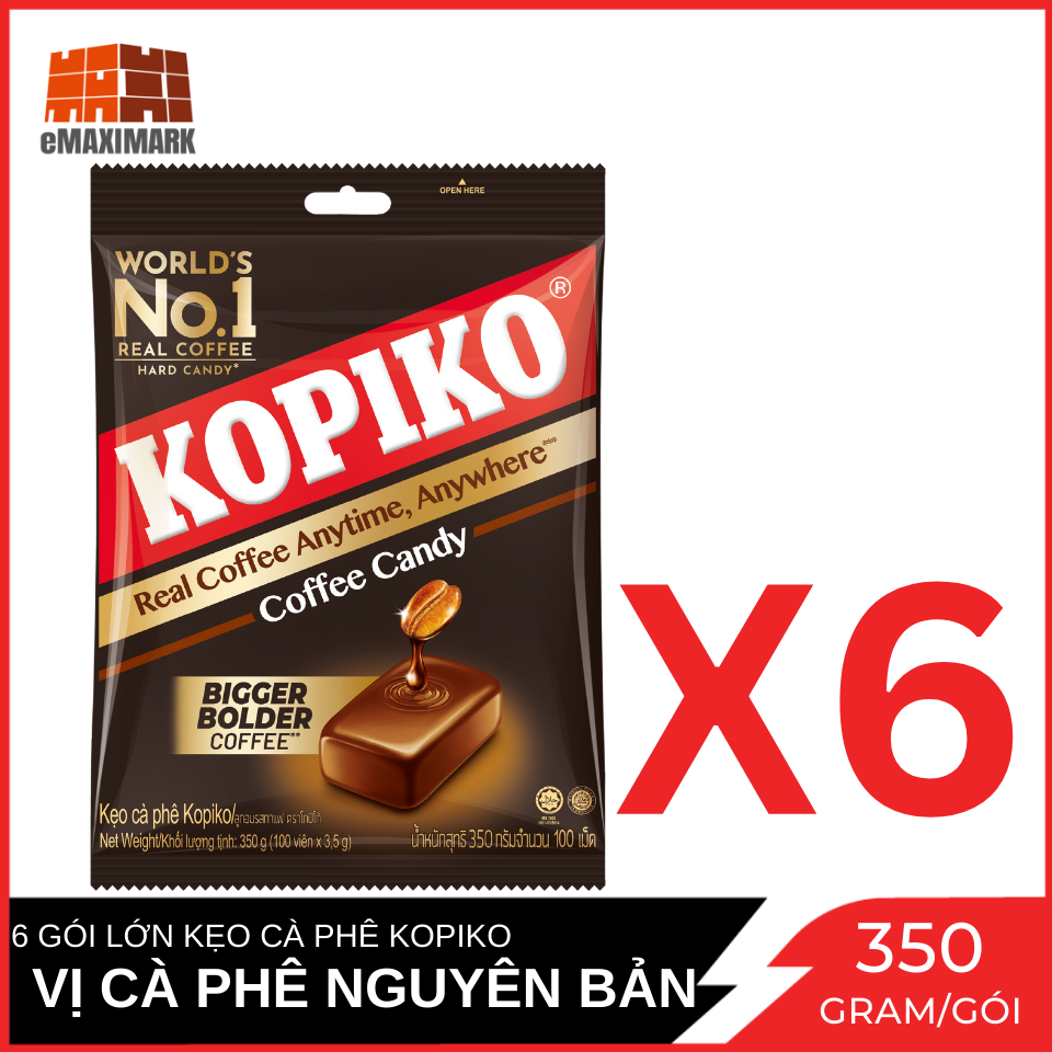 Combo 6 Gói Lớn Kẹo Cà Phê Kopiko Gói 350g X6