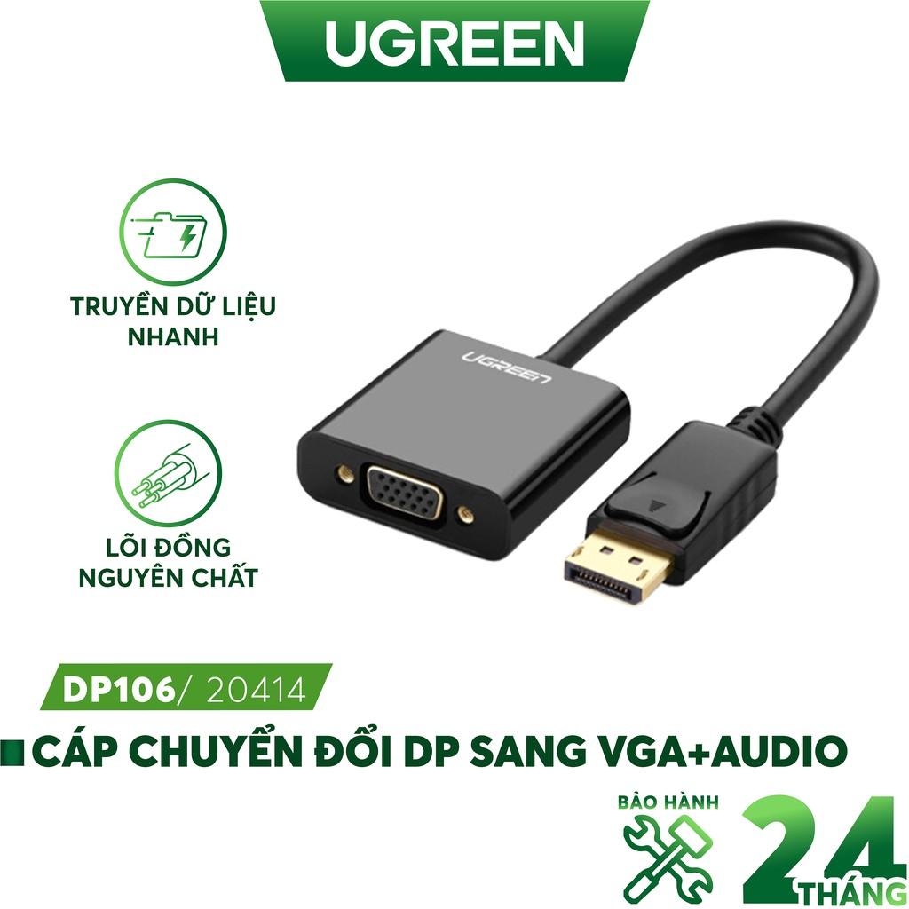 Cáp chuyển đổi Displayport male sang VGA female dài 15CM UGREEN DP106 - Hàng Chính Hãng