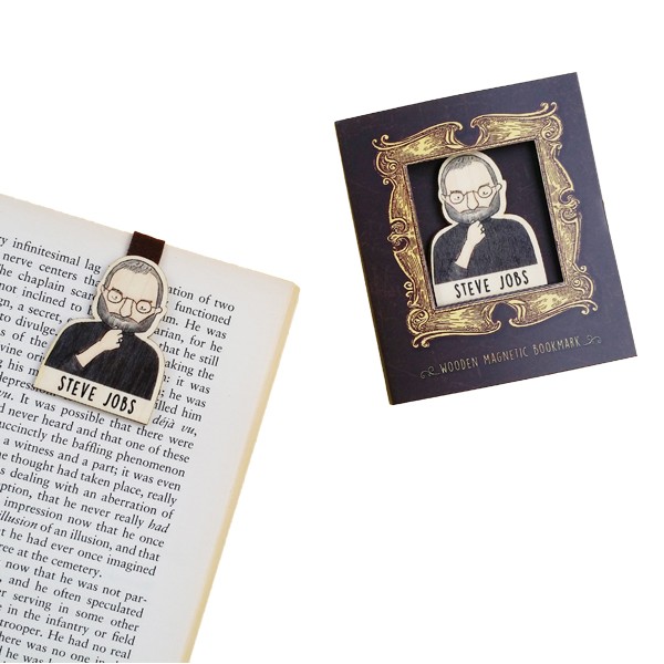 Bookmark gỗ nam châm Steve Jobs