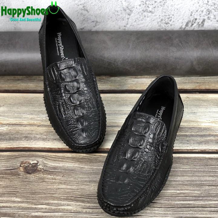 Giày Lười Nam Công Sở Happyshoes Da Bò Thật Dập Vân Cá Sấu - HS82