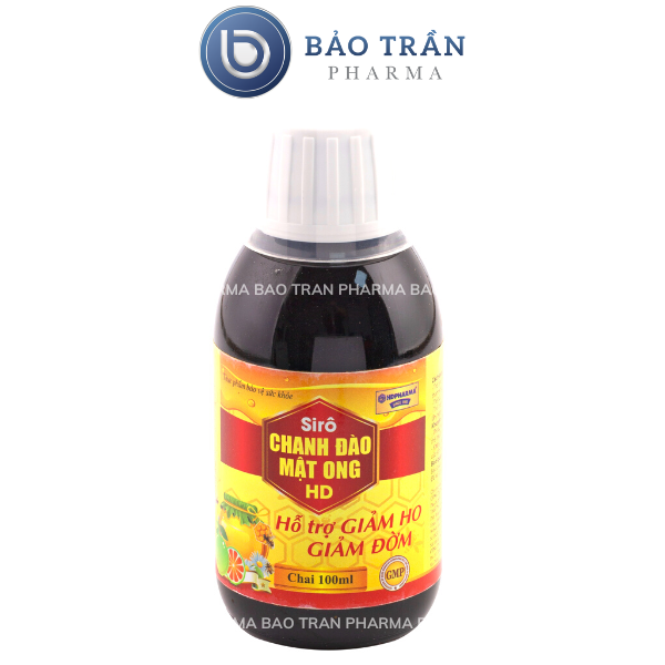 Siro ho chanh đào mật ong HD bổ phế giảm ho, tiêu đơm - Chai đỏ 100ml