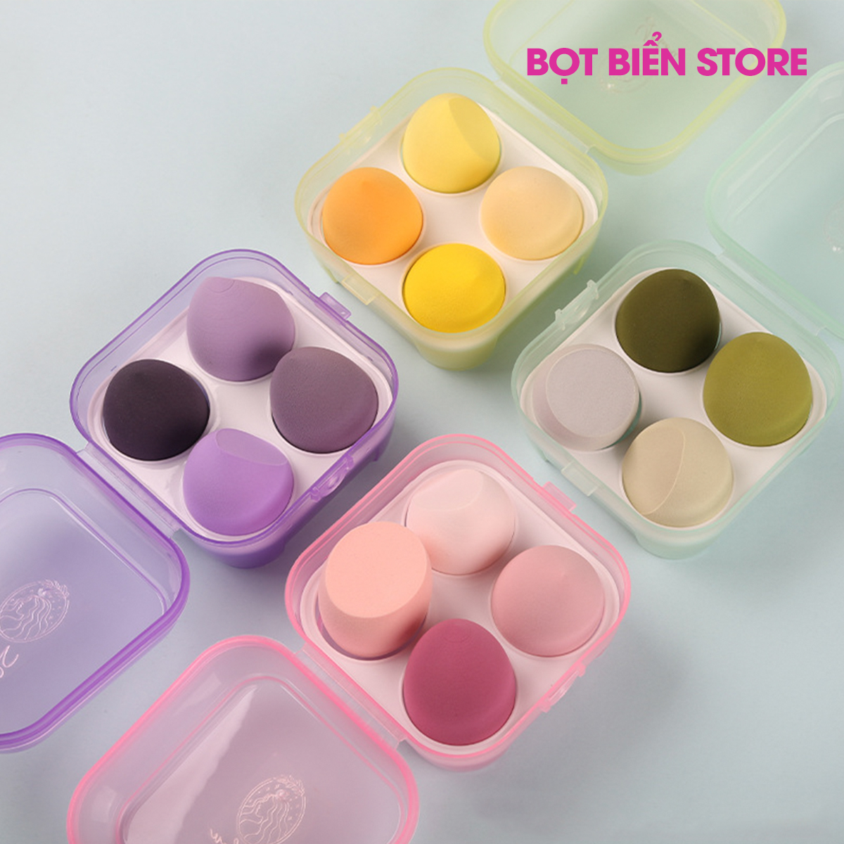 Mút Trang Điểm Hộp 4 Mút Tán Kem Dụng Cụ Trang Điểm Bán Chạy