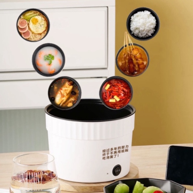 Nồi Lẩu Điện Mini Đa Năng - Ca Nấu Mì Ăn Liền, Cốc Ăn Lẩu Cô Đơn Dung Tích 1L Công Suất 450W Giao Màu Ngẫu Nhiên