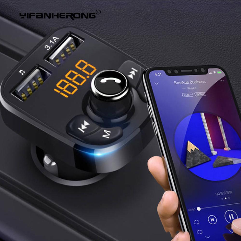 Bộ phát xe FM FM tương thích Bluetooth MP3 Người chơi MP3 Người chơi không dây Bộ thu âm thanh Dual Dual USB Sạc nhanh 3.1A