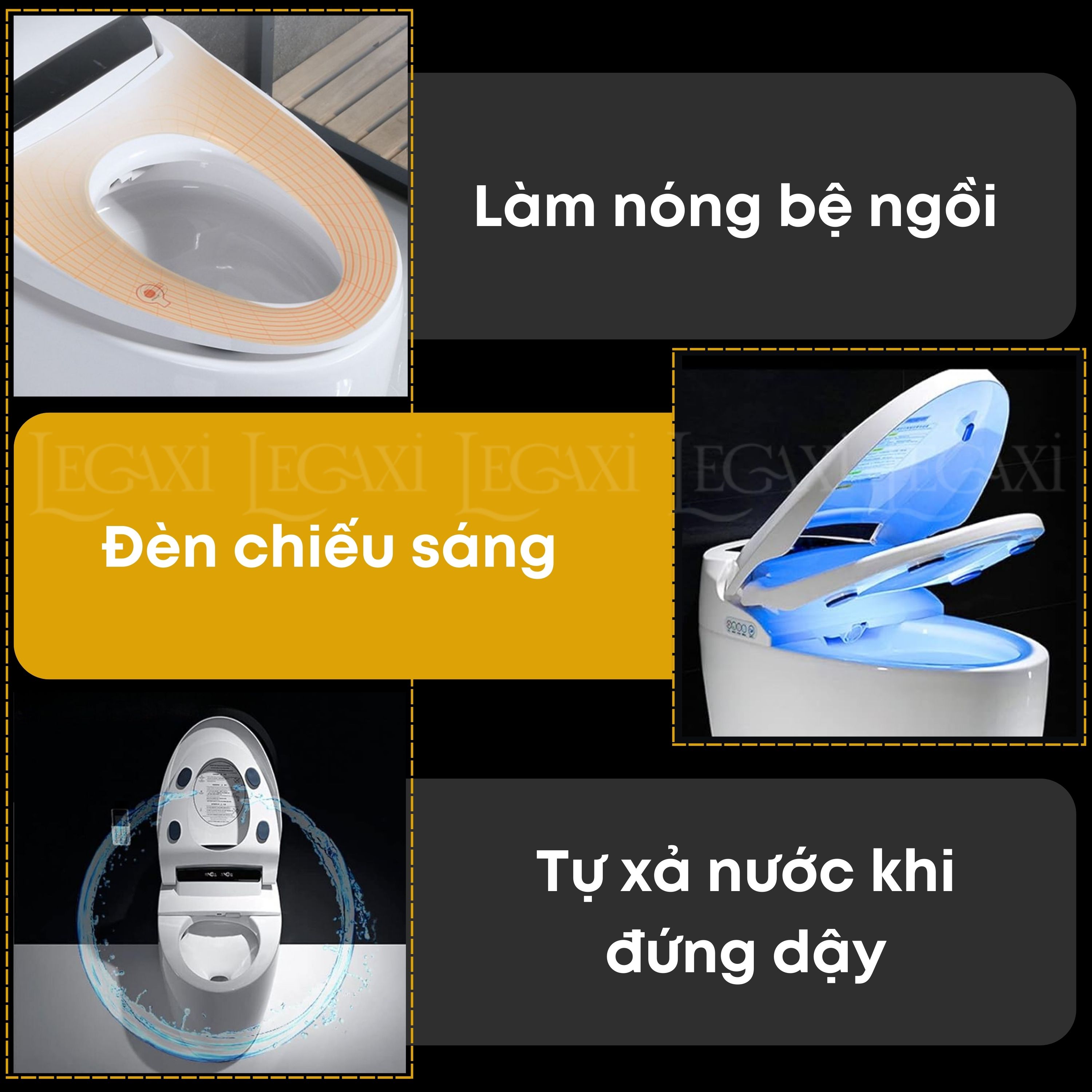 Bồn cầu thông minh toilet xịt rửa tự động remote sấy khô bệ xí cầu tiêu đa năng nhà tắm nhà vệ sinh Legaxi