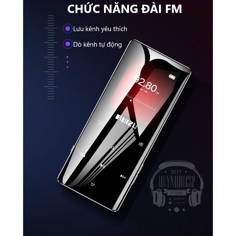 Quà Tặng Kèm - Máy Nghe Nhạc MP3 Bluetooth 5.0 Hifi Lossless RUIZU D28 Bộ Nhớ Trong 8GB - Bản Nâng Cấp Của Ruizu D01, D02, D11, D15 - Hàng Chính Hãng