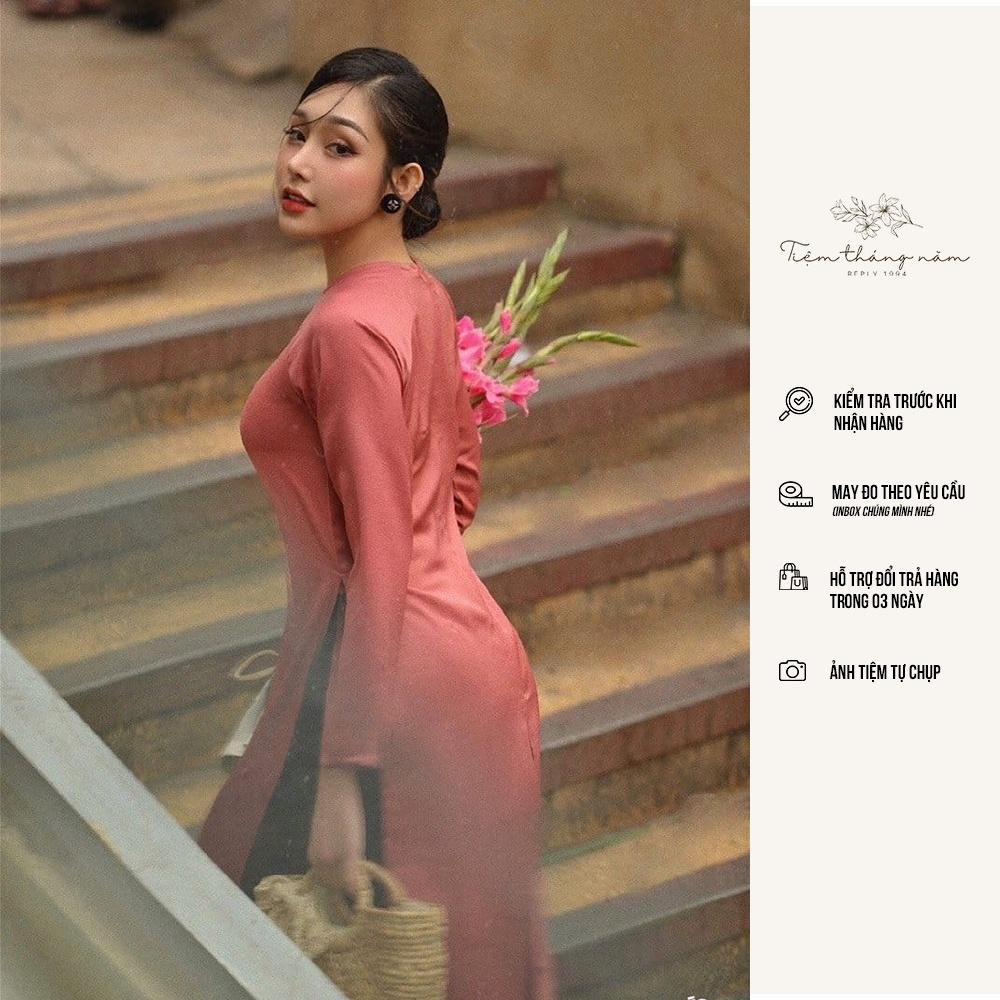 Áo dài xưa dáng suông - màu Hồng vỏ đỗ