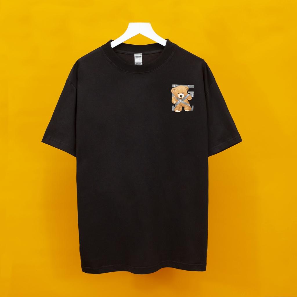 Áo thun tay lỡ GẤU DÁN Hogoto shop , Áo thun unisex nam nữ from rộng oversize chất liệu cotton