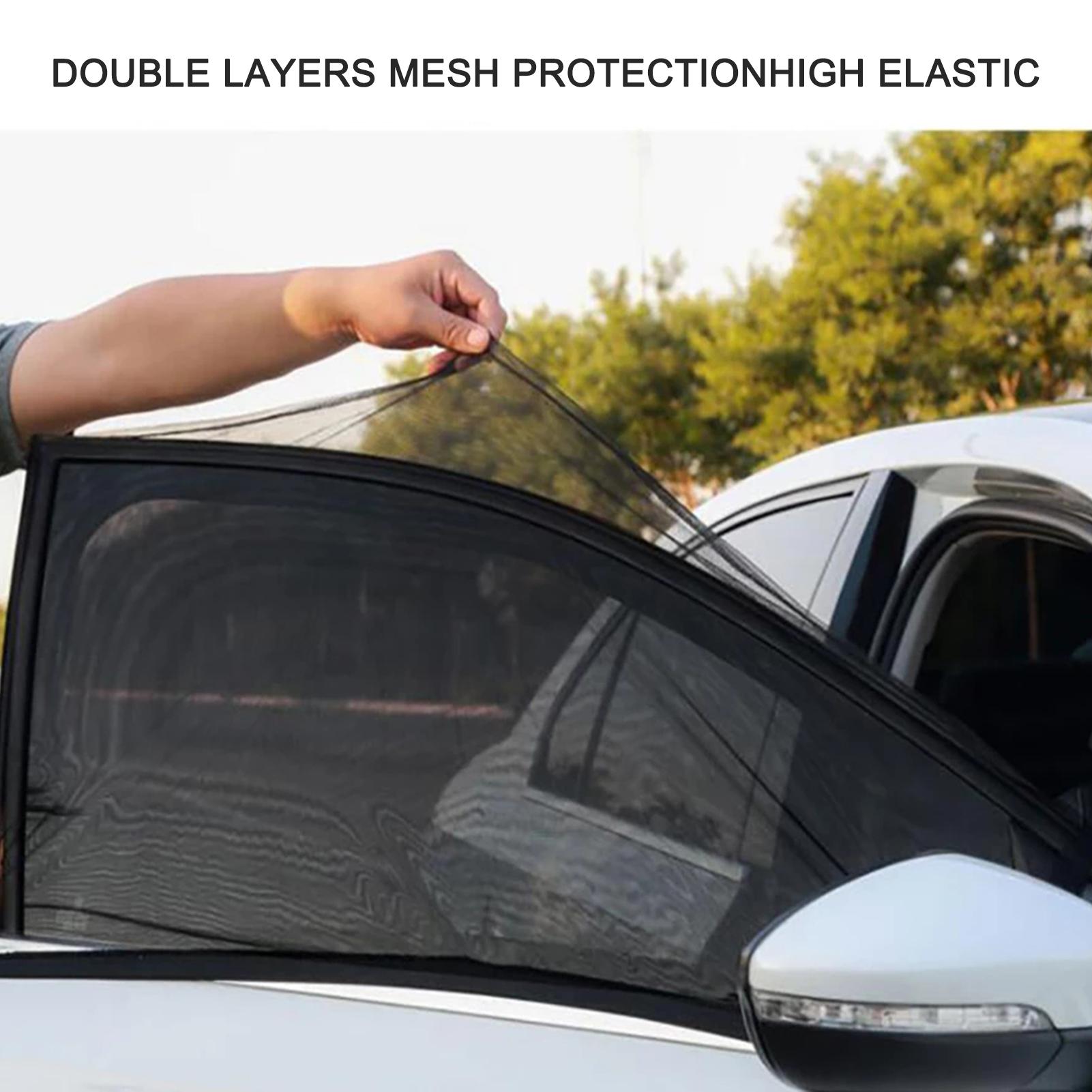 Car Rear Window Sun Shade Curtain Interior Sun Protection Window Mesh Cover 2Pcs UV Block Mesh Net for Privacy Blackout
