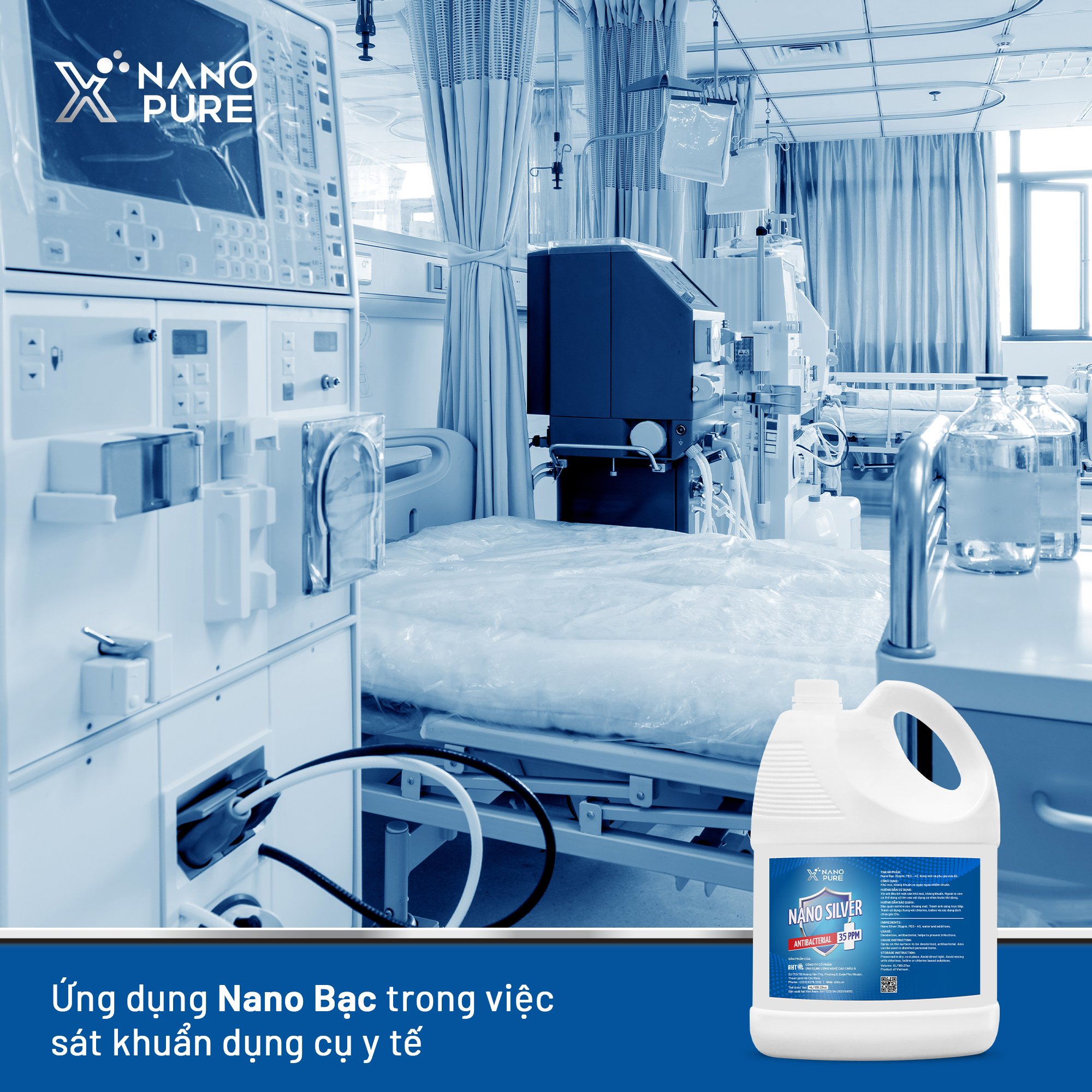 Dung Dịch Nano Xpure Nano Silver (Bạc) Antibacterial 35ppm - Khử Mùi, Kháng Khuẩn, Làm Sạch Không Gian, Dụng Cụ Và Nội Thất