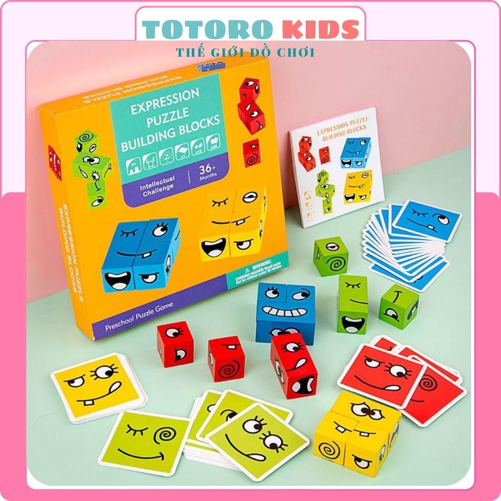 Đồ chơi ảo thuật bằng Gỗ Board Game Xếp Hình Khối Cảm Xúc thông minh phát triển trí tuệ cho bé gái trai người lớn