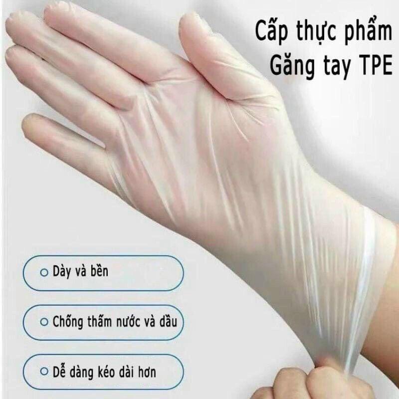 combo 10 Hộp 100 găng tay cao su TPE Victoria Bay, bao tay siêu dai dùng 1 lần làm bếp nấu ăn vệ sinh