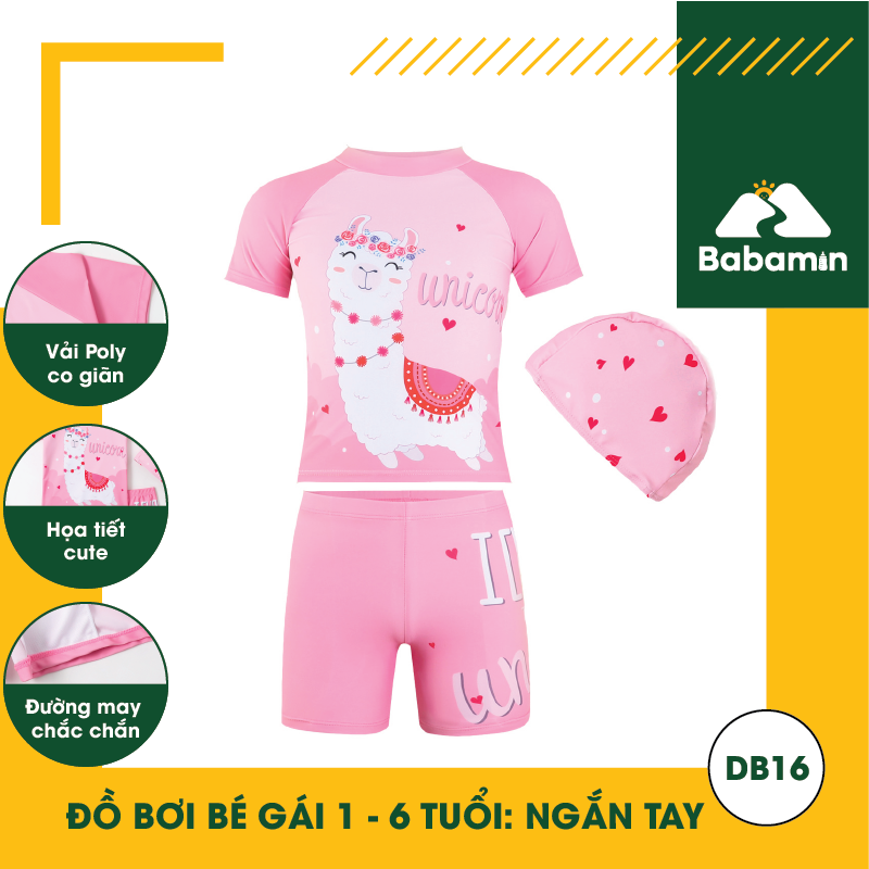 Đồ Bơi Ngắn Tay Cho Bé Gái 1 - 6 Tuổi Hình Cừu Dễ Thương - Siêu Mềm Mượt - DB16