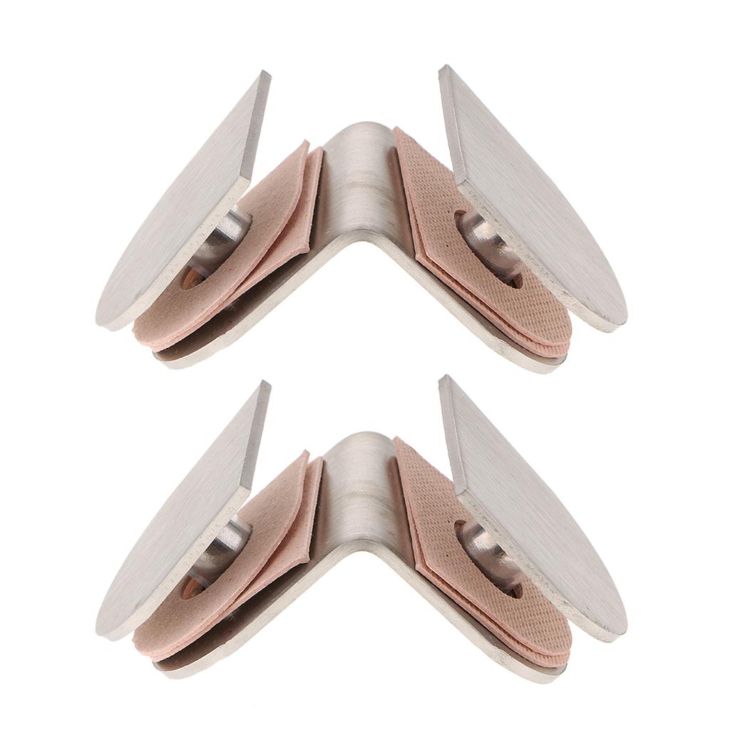 2pcs Stainless Steel Shower Glass Door Panel Fixed Clips  90 Degree 2-side