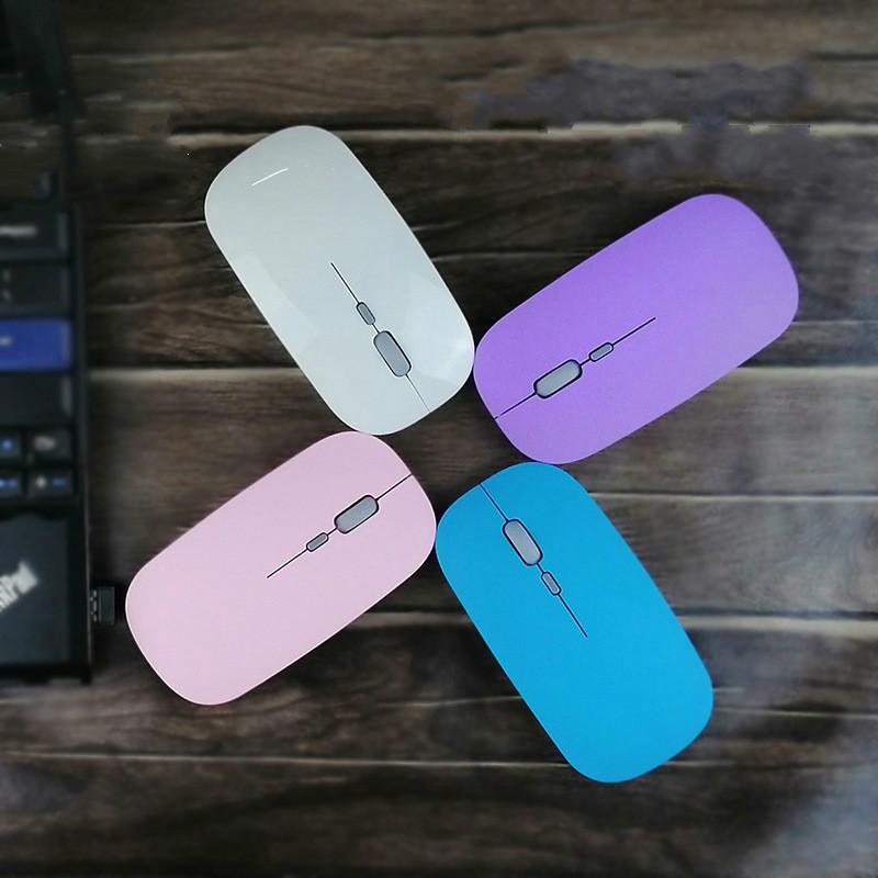 Mới 2.4G Tặng Chuột Không Dây + Bluetooth 5.0 Hai Chế Độ Chuột 1600 DPI Mini Cực Silent Chuột màu Tím Hồng Trắng Chuột Chơi Game