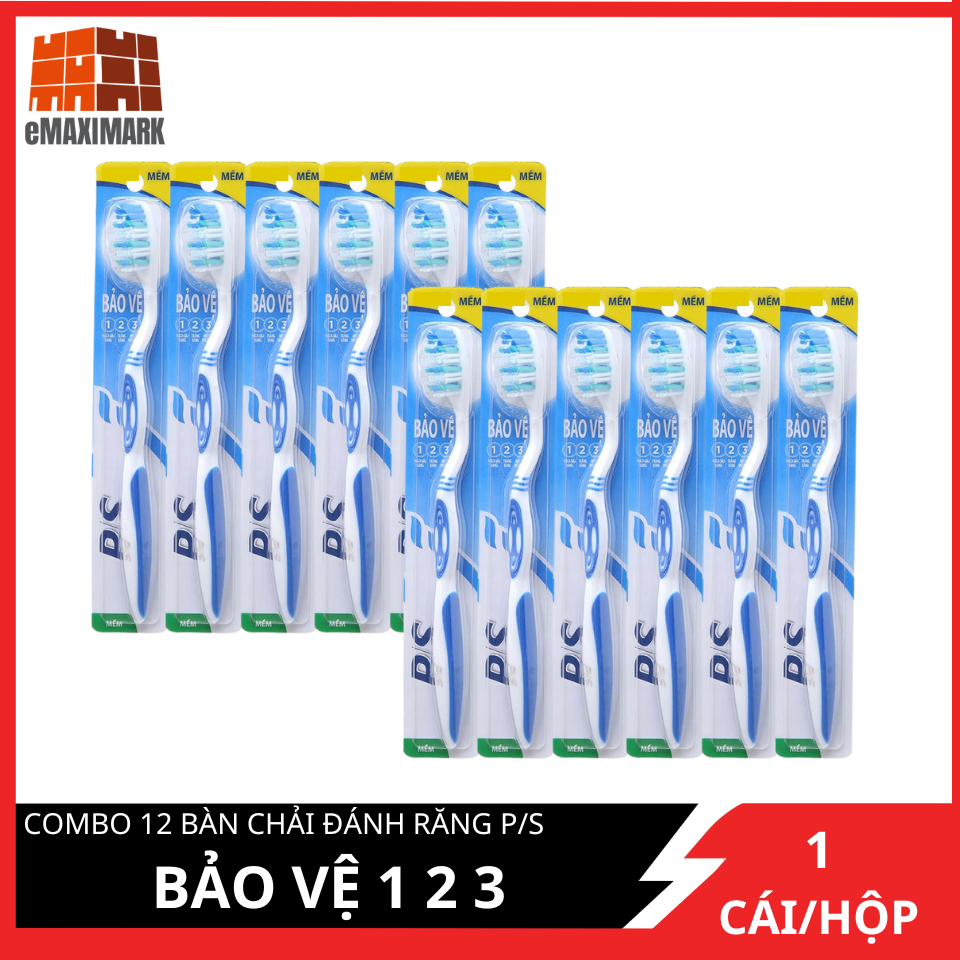 Combo 12 Bàn Chải Đánh Răng P/S Bảo Vệ 123 (Xanh)