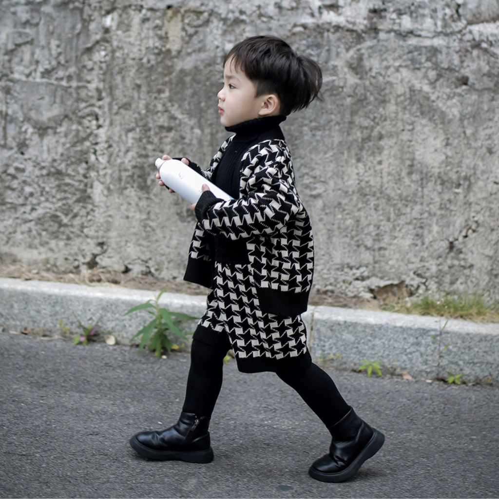 Hình ảnh Set quần áo len mùa đông (có tách lẻ) tone đen trắng style Hàn Quốc cho bé QA66 Mimo Baby