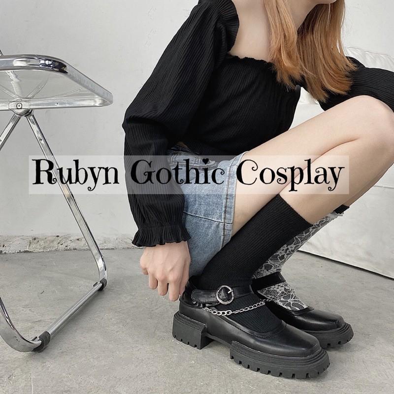 Giày Lolita Gothic mũi vuông phối xích độc lạ ( Size 35 - 40 ) 618