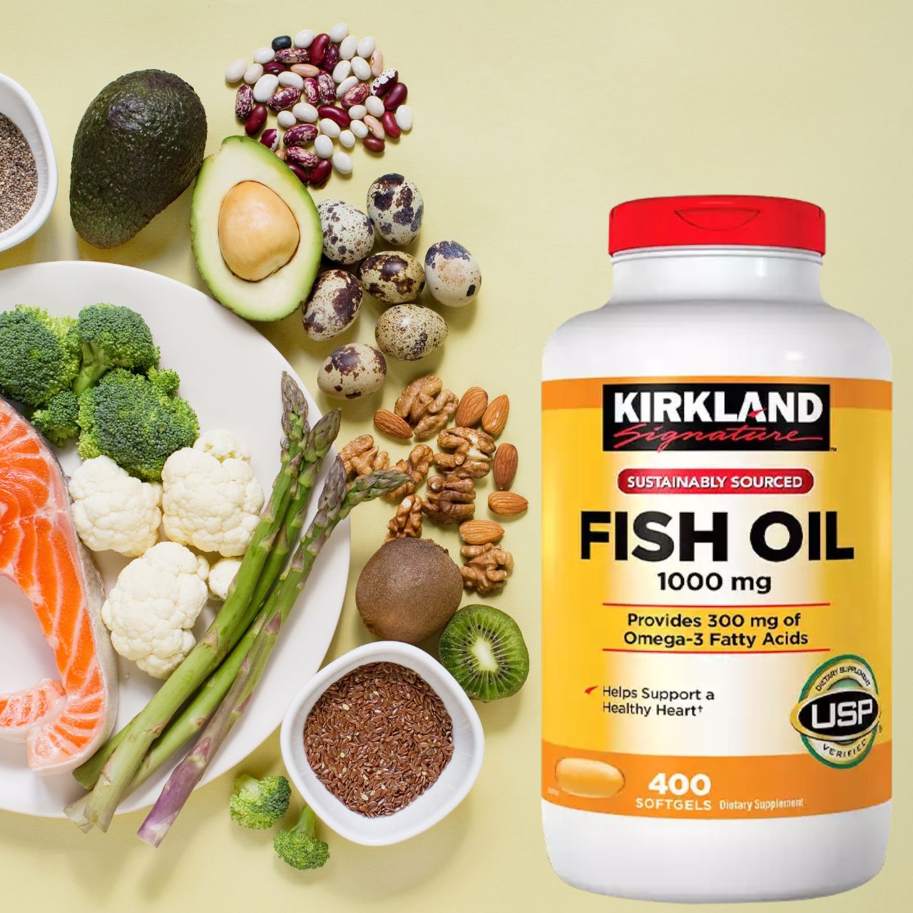 Omega 3 Mỹ Kirkland Signature Fish Oil 1000mg Hỗ trợ sức khỏe não bộ, hệ thần kinh, Tim mạch, Khớp, Bổ mắt, Làm đẹp da và Tăng sức khỏe tổng thể
