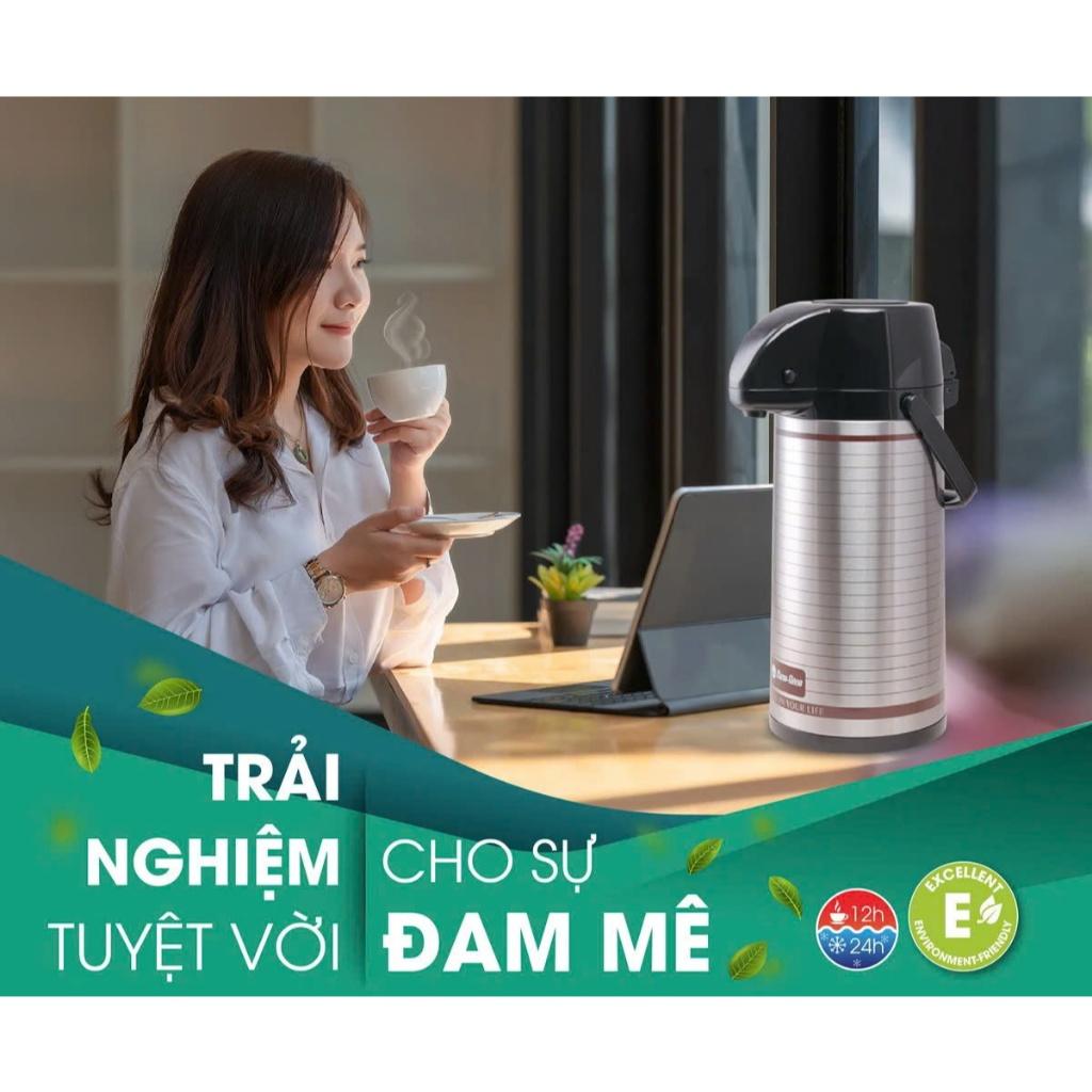 Phích giữ nhiệt Inox cao cấp Rạng Đông - 2045 ST3.E [2 Lít - Nút ấn rót nước