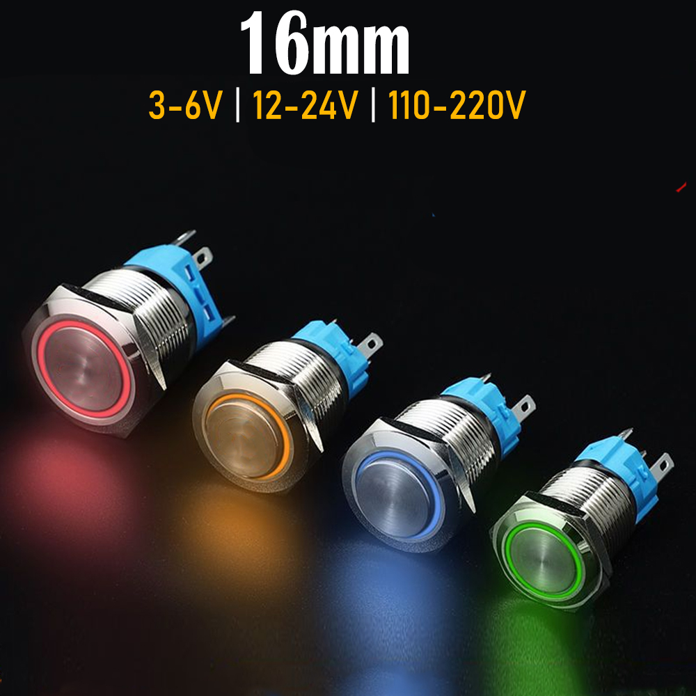 Nút công tắc nhấn nhả tự phục hồi, Nhấn Reset 16mm Vỏ INOX chống nước
