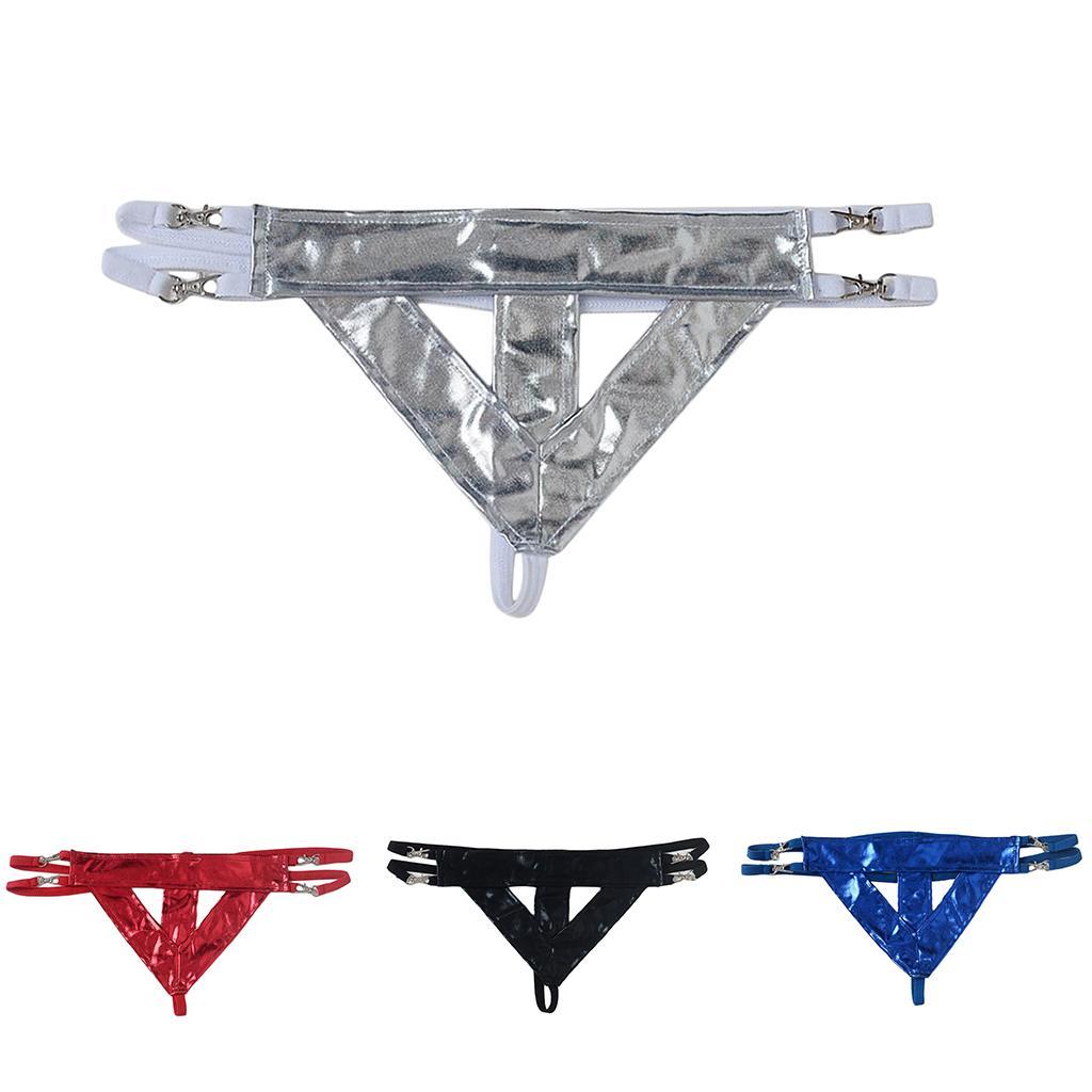 Men's Leather Jockstrap Underwear T-Back G-String Briefs Thong Lingerie
