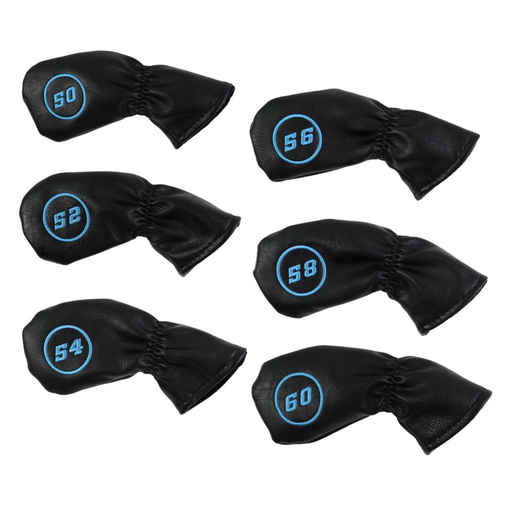 6pcs Golf Club Head Cover Irons Headcover Protector with Number Black
