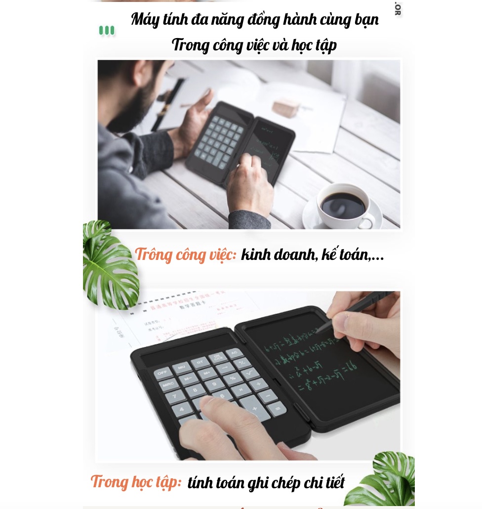 Máy Tính Bỏ Túi kiêm màn hình cảm ứng pin Nạp Sạc