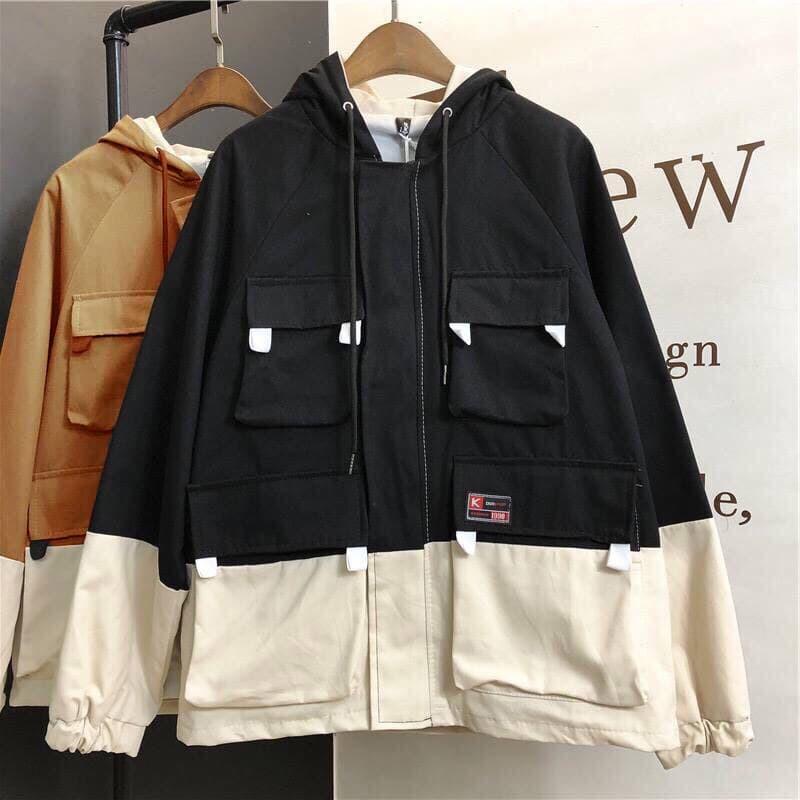 Áo Khoác Kaki 4 Túi Phối Màu