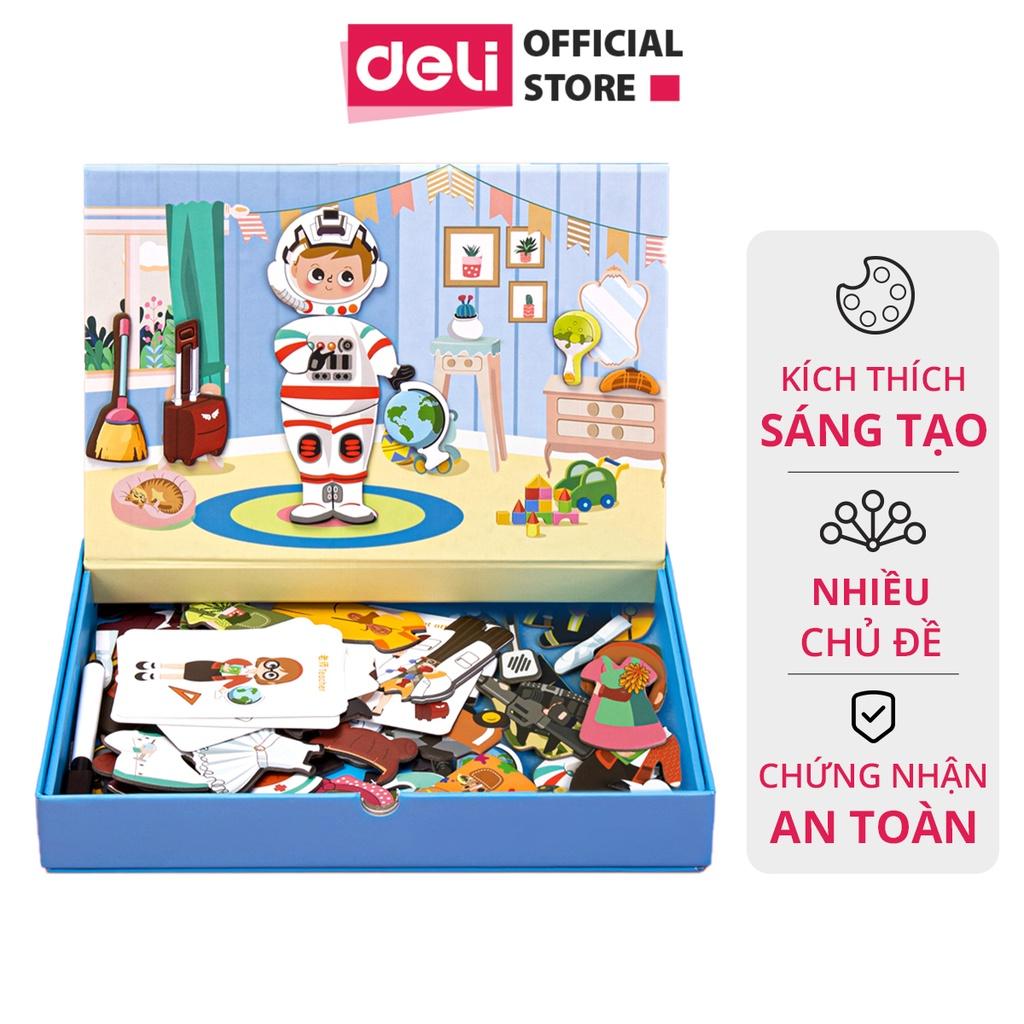 Hộp Đồ Chơi Ghép Hình Nam Châm Các Mảnh Từ Tính Kèm Bảng Viết Cho Bé Deli - Đồ Chơi Giáo Dục Chủ Đề Chữ Cái, Thời Trang, Giao Thông Phát Triển Tư Duy Nhận Biết Trẻ Em - 74526 74527 74550 74551