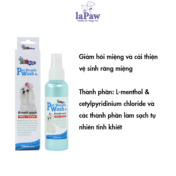 Xịt Khử Mùi Răng Miệng Chó Mèo Petperss 125ml