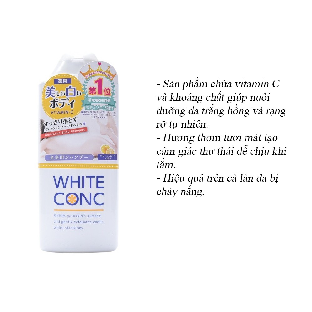 Sữa Tắm Dưỡng Da Trắng Hồng Nhật Bản White Conc Body Shampoo
