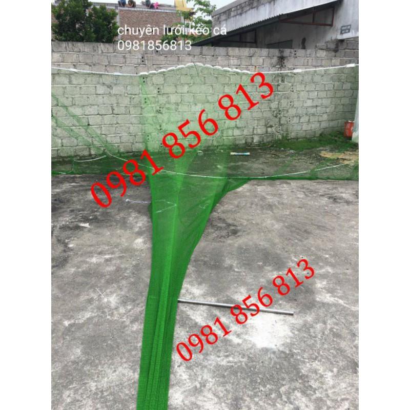 Lưới kéo cá, vét cá, lưới quét ao hồ bằng dù Thái cao 2m dài 20m túi 4m hàng đặt theo yêu cầu