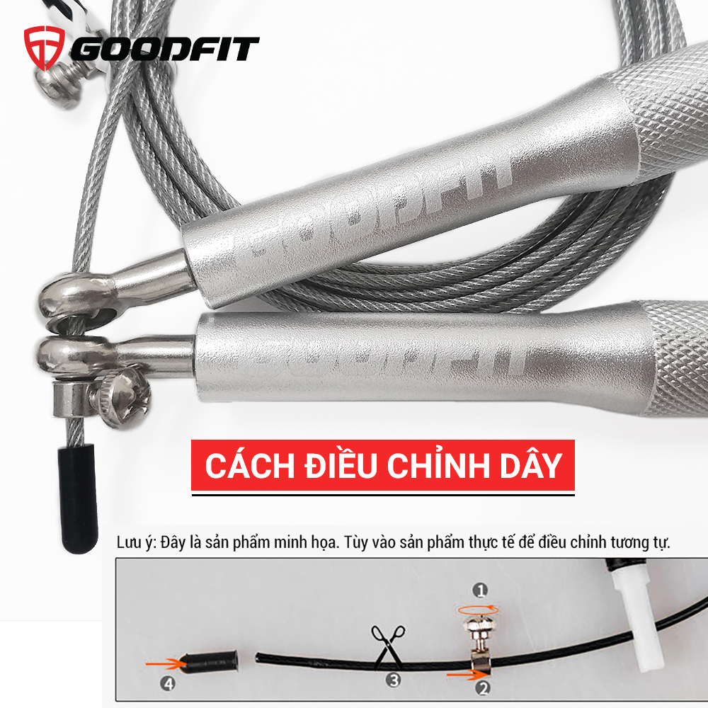 Dây nhảy lõi thép, dây nhảy thể dục, thể lực GoodFit chiều dài 3m, trục xoay 360 độ Goodfit GF901JR