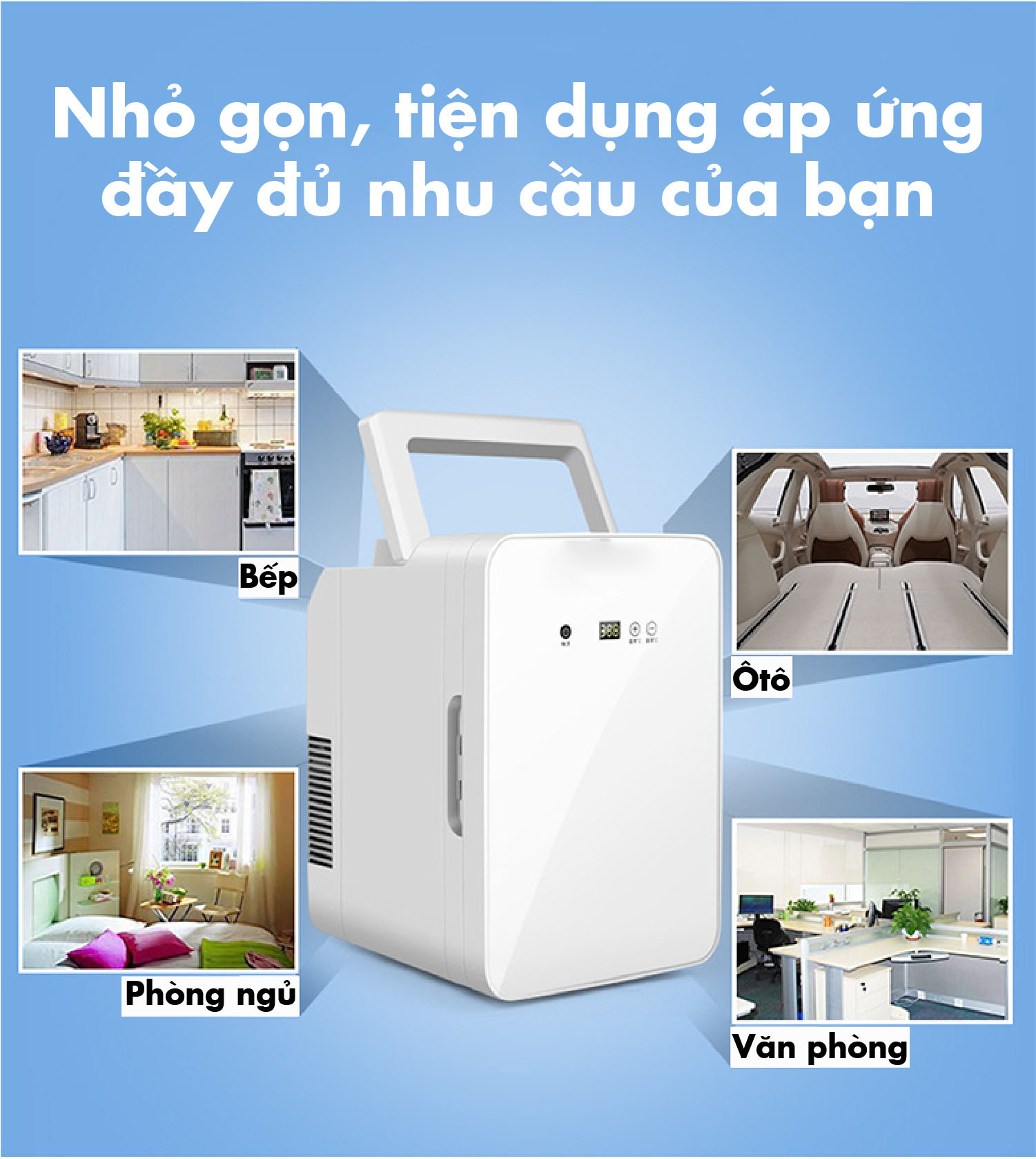 Tủ lạnh mini 10L hiển thị nhiệt độ dùng cho gia đình và ô tô (tặng kèm 1 phần quà nho nhỏ